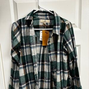 Thread & Supply Green and White Plaid Shirt